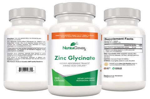 Zinc Glycinate 120c GI Friendly, Highly Absorbable Zinc