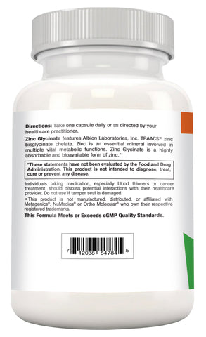 Zinc Glycinate 120c GI Friendly, Highly Absorbable Zinc
