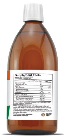 Omega 1700 TG Ultra Pure Liquid Omega-3 in Natural Lemon Flavor